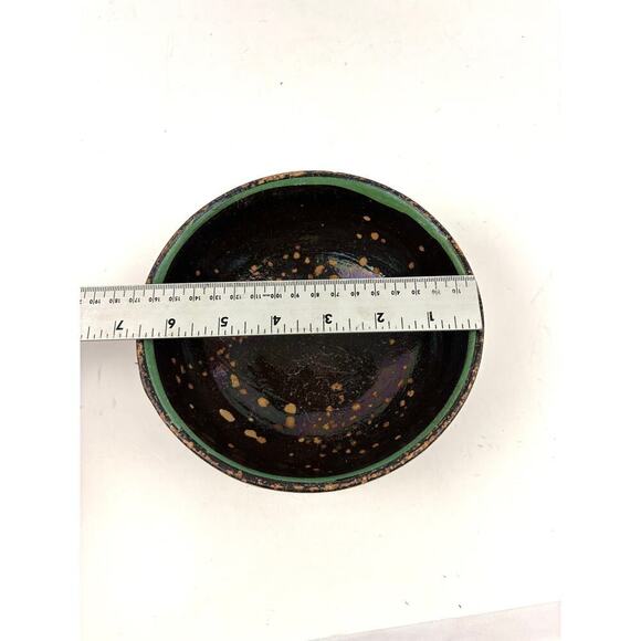 VTG Mexican Iridescent Tlaquepaque Pottery Bowl Hand Painted Terra Cotta - Picture 5 of 11